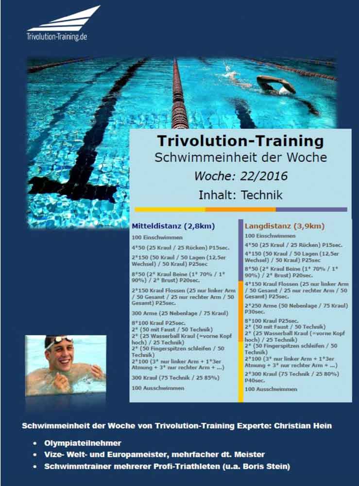 Schwimmtrainingsplan Woche 22 - Trivolution-Training