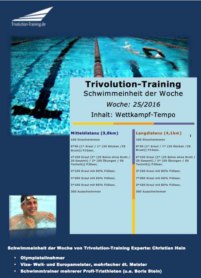 Schwimmtrainingsplan Woche 25 - Trivolution-Training