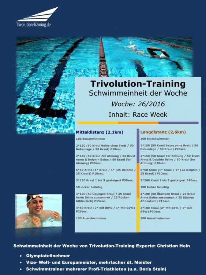 Schwimmtrainingsplan Woche 26 - Trivolution-Training